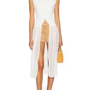 Free People White Sleeveless Sheer Overlay Top